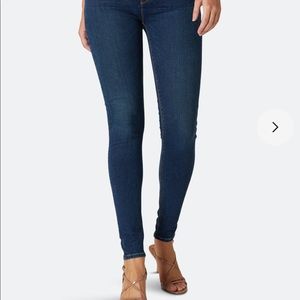 HUDSON NICO MID-RISE SUPER SKINNY BLUE DENIM DISTRESSED JEANS  # 13539-00ZHA